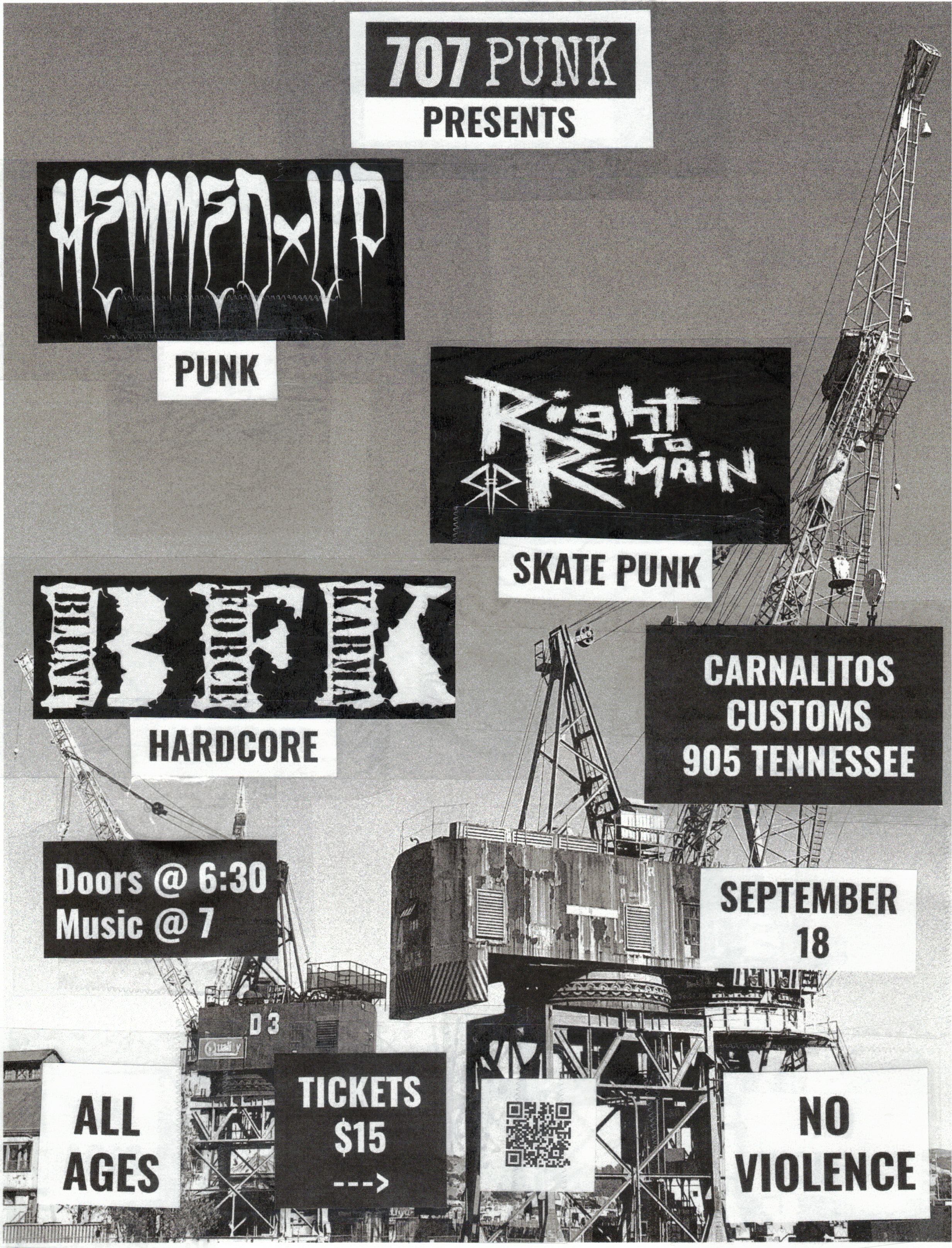 707PUNK Vol.5 with Hemmed Up, Right to Remain, Blunt Force Karma poster